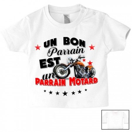 Tee shirt de bébé un bon parrain est un parrain motard