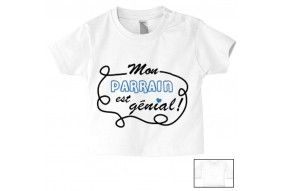 Tee-shirt de bébé j’aime mon parrain double cœur bleu