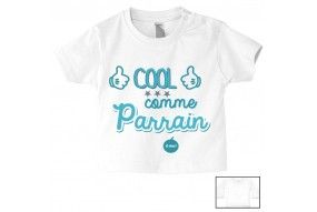 Tee-shirt de bébé j’aime mon parrain double cœur bleu