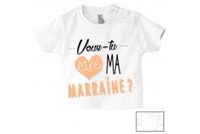 Tee-shirt de bébé j’aime mon parrain double cœur bleu