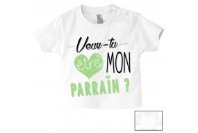 Tee-shirt de bébé i love mon parrain rouge et noir