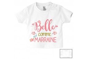 Tee-shirt de bébé j’aime mon parrain double cœur bleu