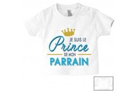 Tee-shirt de bébé j’aime mon parrain double cœur bleu