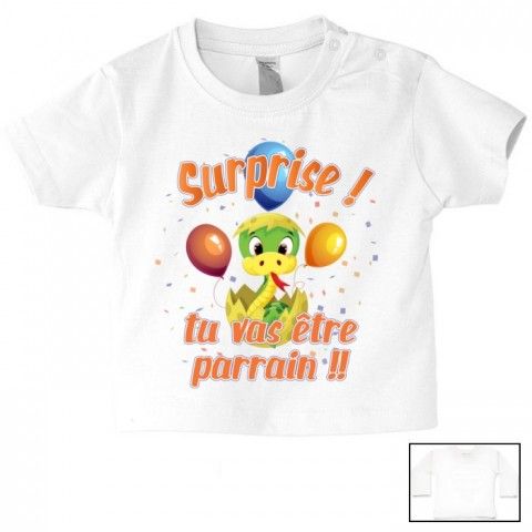 Tee-shirt de bébé j’aime mon parrain double cœur bleu