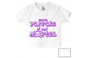 Tee-shirt de bébé i love mon parrain rouge et noir