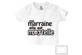 Tee-shirt de bébé j’aime mon parrain double cœur bleu