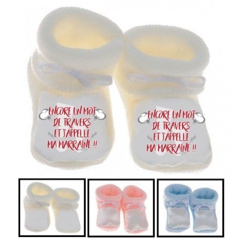 Chaussons de bébé j’aime mon parrain double cœur bleu