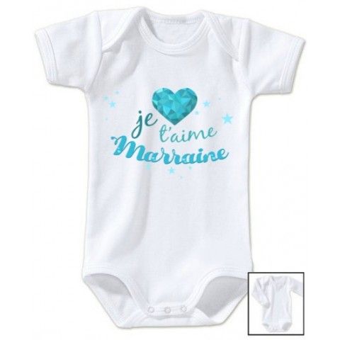 Body de bébé j’aime ma marraine adorée étoiles garçon