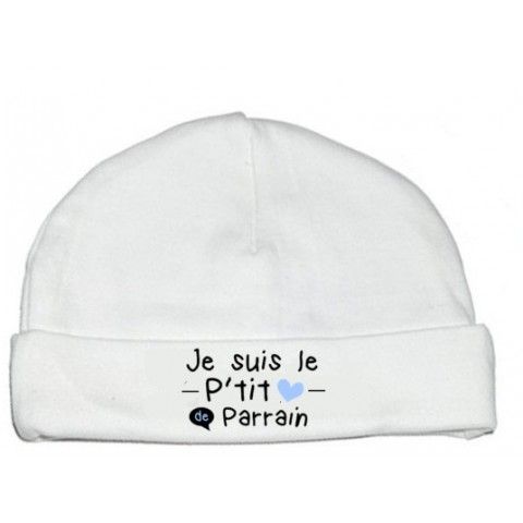 Bonnet de bébé je suis le p’tit cœur de parrain fille