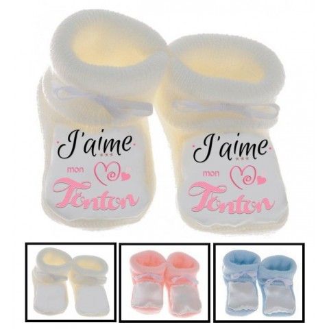 Chaussons de bébé j’aime mon toton trois étoiles garçon