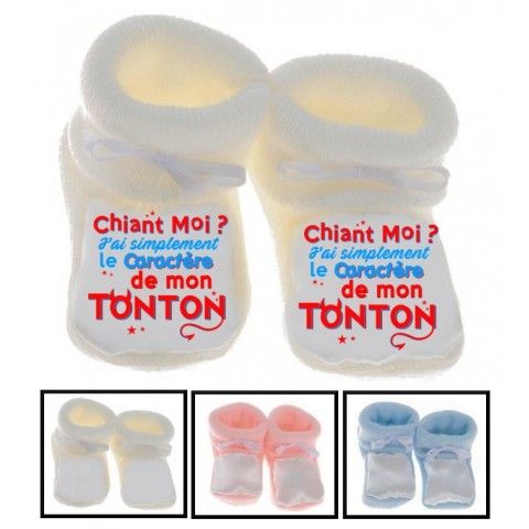 Chaussons de bébé tu vas être mon tonton de cœur garçon