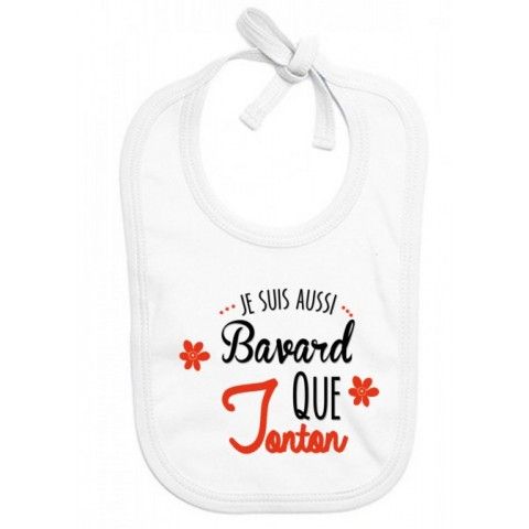 Bavoir de bébé je suis aussi bavarde que tonton