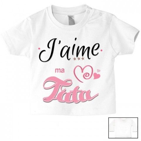 Tee-shirt de bébé j’aime ma tata trois étoiles garçon