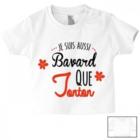 Tee-shirt de bébé je suis aussi bavarde que tonton