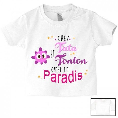 Tee-shirt de bébé chez tata et tonton c’est le paradis vert 