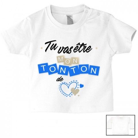 Tee-shirt de bébé tu vas être mon tonton de cœur fille