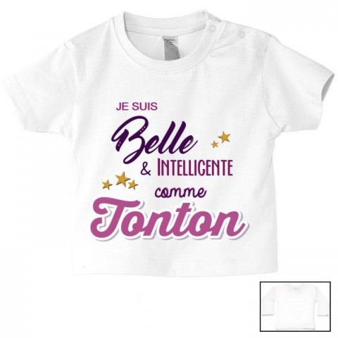 Tee-shirt de bébé je suis belle & intelligente comme tata 