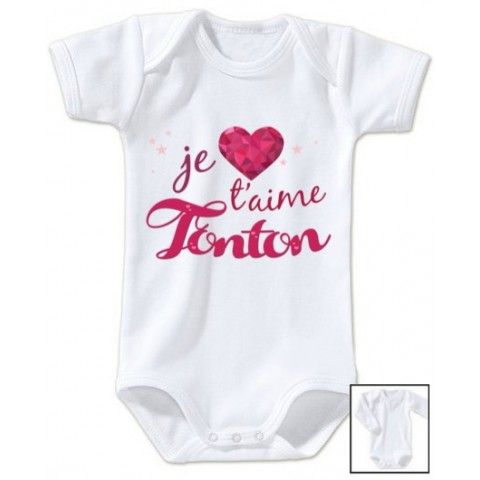 Body de bébé j’aime ma tata et mon tonton double cœur garçon