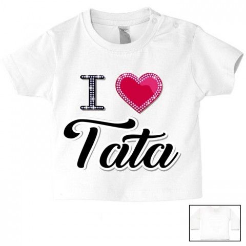 Tee-shirt de bébé i love tonton cristal fille