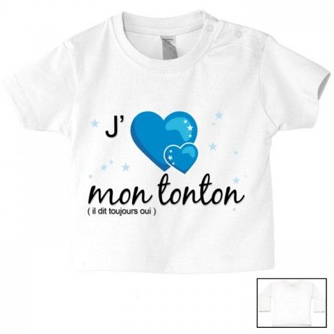 Tee-shirt de bébé j’aime mon tonton il dit toujours oui rose