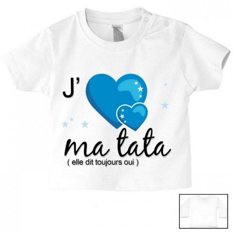 Tee-shirt de bébé j’aime mon tonton il dit toujours oui bleu