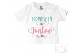 Tee-shirt de bébé surprise j’arrive tonton garçon