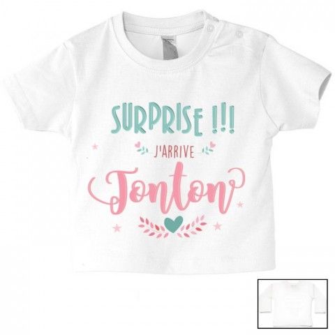 Tee-shirt de bébé surprise j’arrive tonton garçon