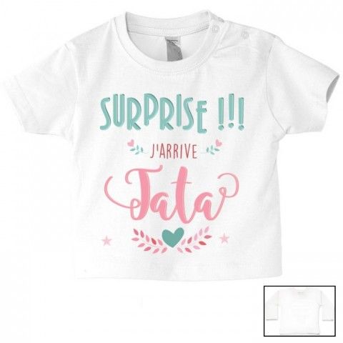 Tee-shirt de bébé surprise j’arrive tata garçon