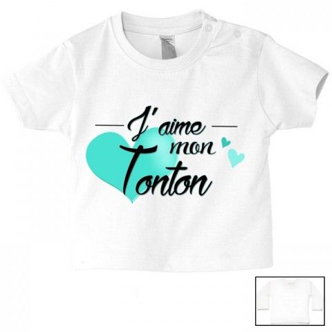 Tee-shirt de bébé j’arrive mon tonton triple cœurs bleu