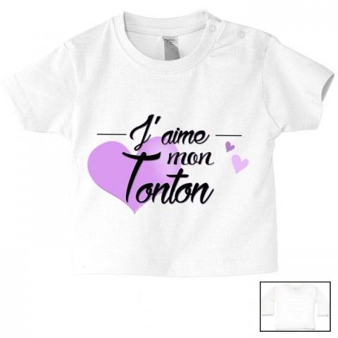 Tee-shirt de bébé j’arrive mon tonton triple cœurs turquoise