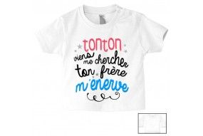 Tee-shirt de bébé tonton viens me chercher ta sœur m’énerve