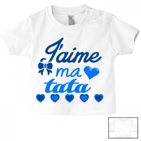 Tee-shirt de bébé j’aime ma tata petits cœurs fille