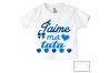 Tee-shirt de bébé j’aime ma tata petits cœurs fille