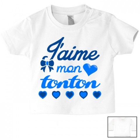 Tee-shirt de bébé j’aime ma tata petits cœurs garçon