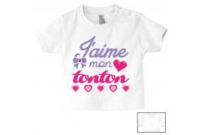 Tee-shirt de bébé j’aime mon tonton petits cœurs garçon