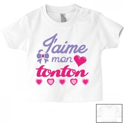 Tee-shirt de bébé j’aime mon tonton petits cœurs garçon