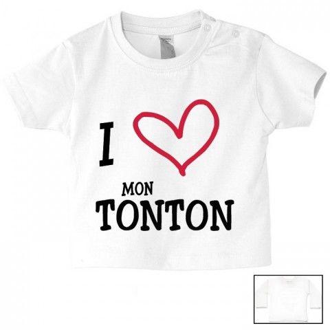 Tee-shirt de bébé j’aime mon tonton petits cœurs fille