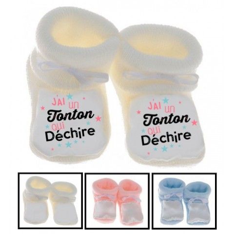 Chaussons de bébé ma tatie m’adore garçon