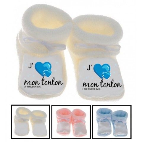 Chaussons de bébé ma tatie m’adore garçon