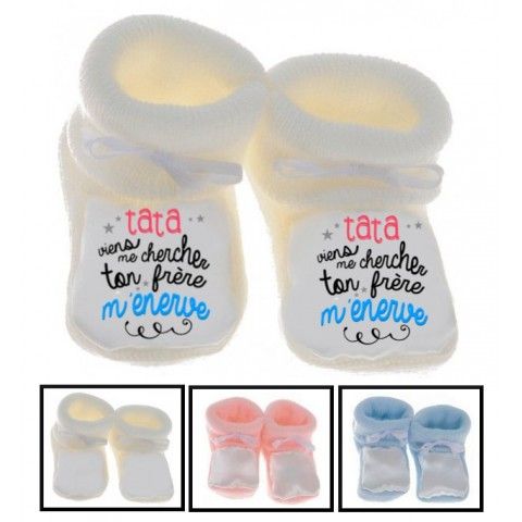 Chaussons de bébé tu vas être ma tata de cœur garçon