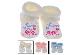 Chaussons de bébé ma tatie m’adore garçon