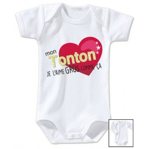 Body de bébé j’aime ma tata petits cœurs garçon