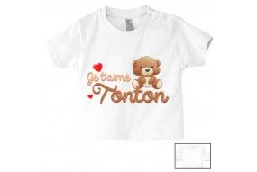 Tee-shirt de bébé j’aime mon tonton petits cœurs garçon