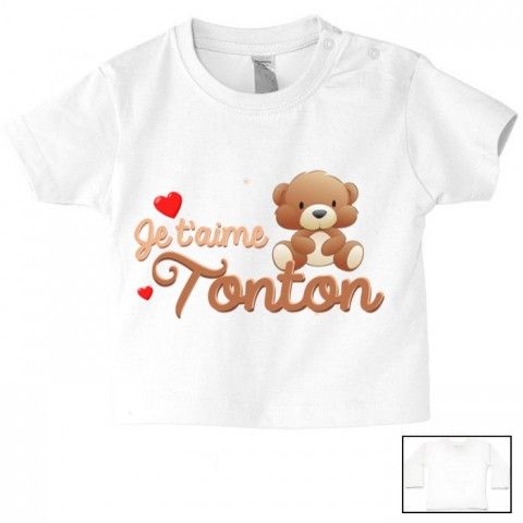 Tee-shirt de bébé j’aime mon tonton petits cœurs garçon