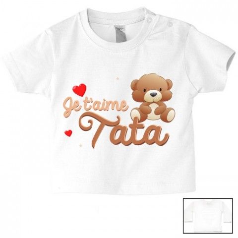 Tee-shirt de bébé tu vas être ma tata de cœur garçon