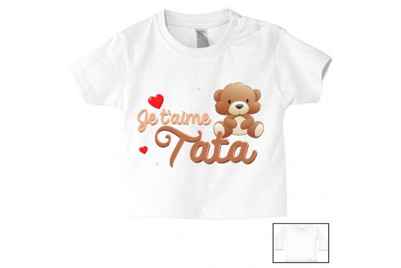 T-shirt Bébé Bio "J'ai Une Super Tata" - Coton Biologique, Col Bouton-pression, Coupe Confortable, Cadeau Naissance Ou Anniversaire