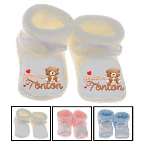 Chaussons de bébé ma tatie m’adore garçon