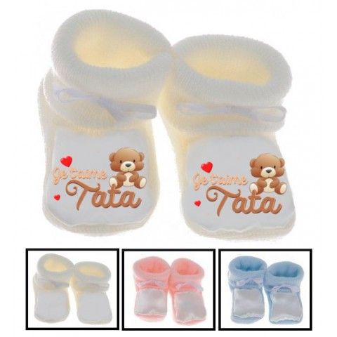 Chaussons de bébé ma tatie m’adore garçon