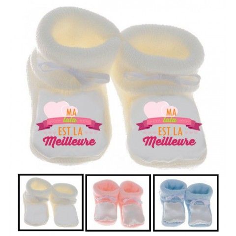 Chaussons de bébé tu vas être ma tata de cœur fille