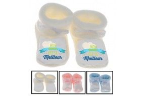 Chaussons de bébé tu vas être ma tata de cœur garçon